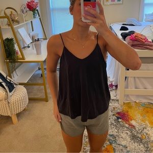 Black soft low back tank blouse